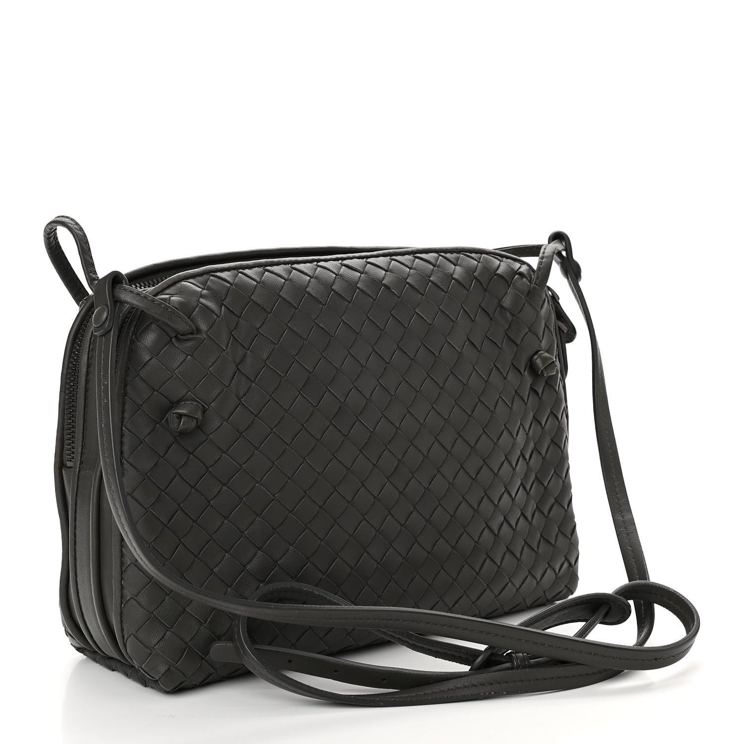 Nappa Intrecciato Crossbody Messenger Light Grey