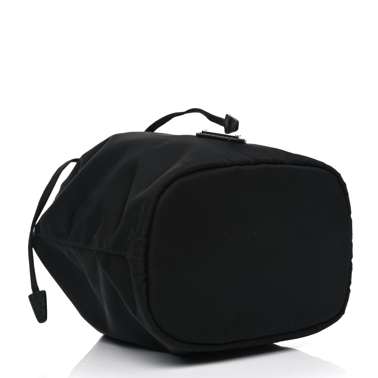 Saffiano Tessuto Nylon Vela Bucket Wristlet Black