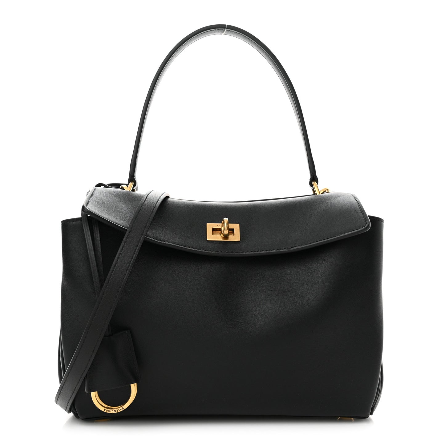 Natural Smooth Calfskin Small Rodeo Top Handle Handbag Black