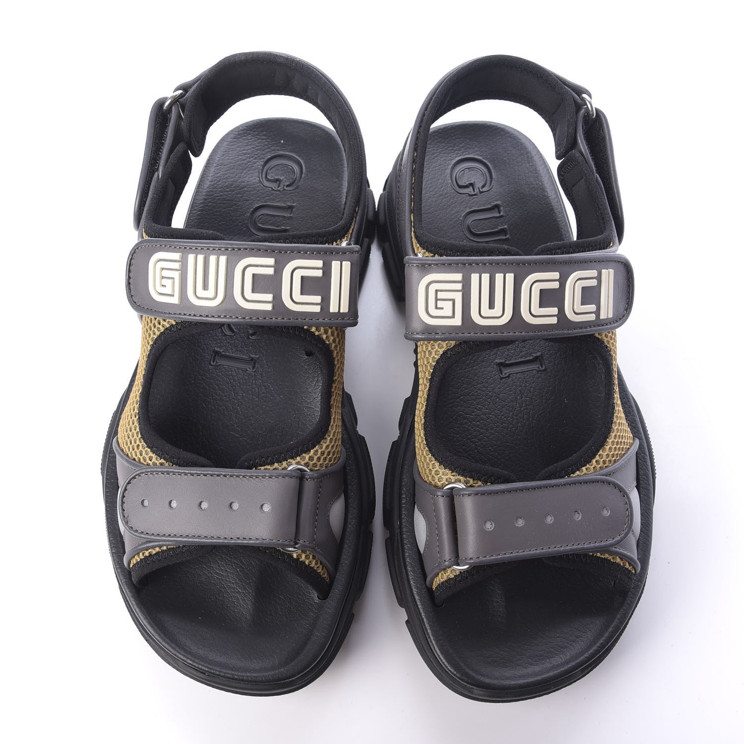 Gucci X SEGA Nappa Mesh Mens Aguru Sandals 9 Loess Black 6 of 10