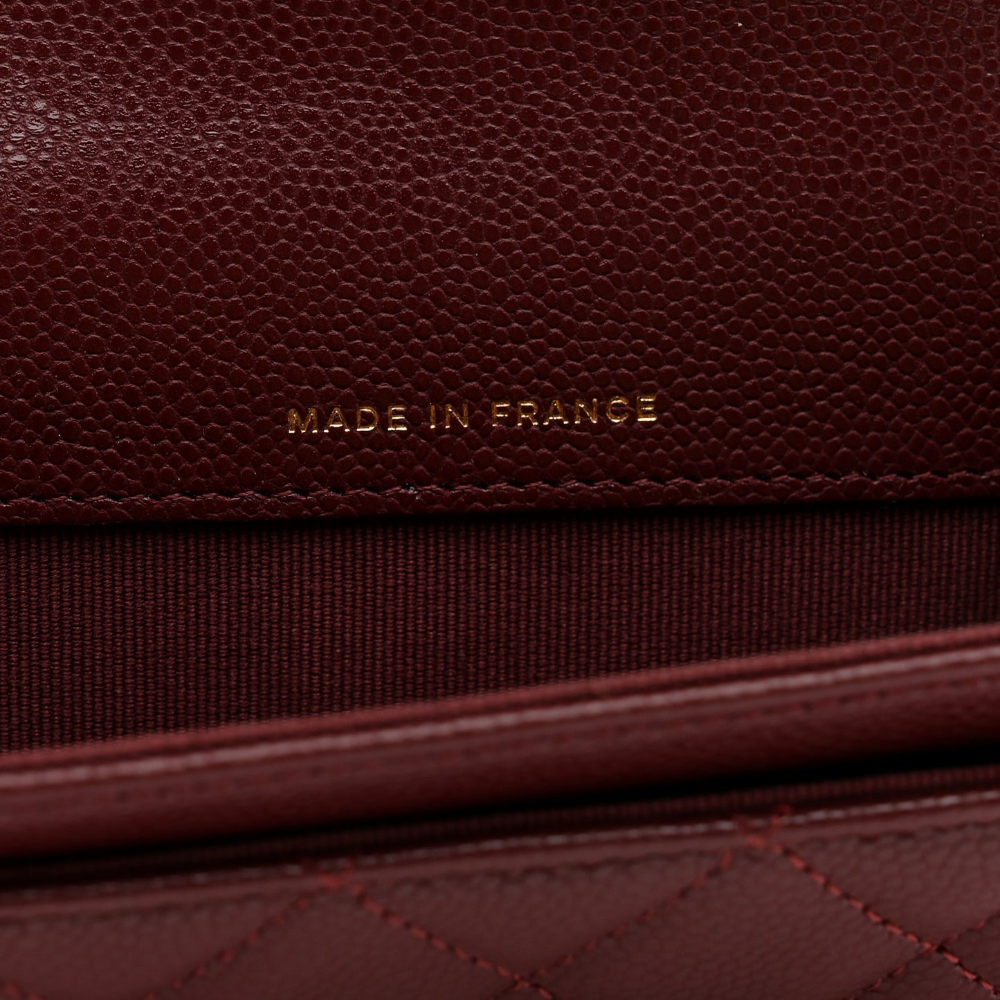 Caviar Quilted Flap Card Holder Wallet Burgundy