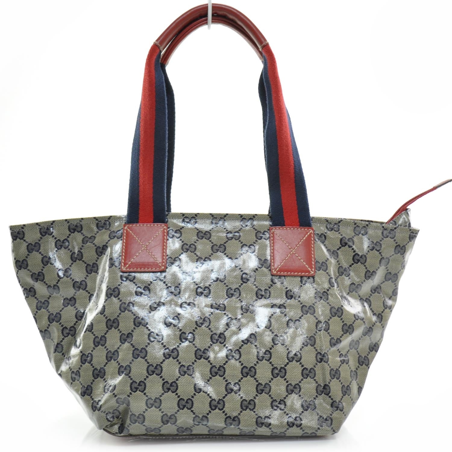 Gucci Crystal Monogram Medium Web Handle Bucket Tote Navy 4 of 8