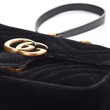 Gucci Velvet Matelasse Mini GG Marmont Shoulder Bag Black 12 of 15