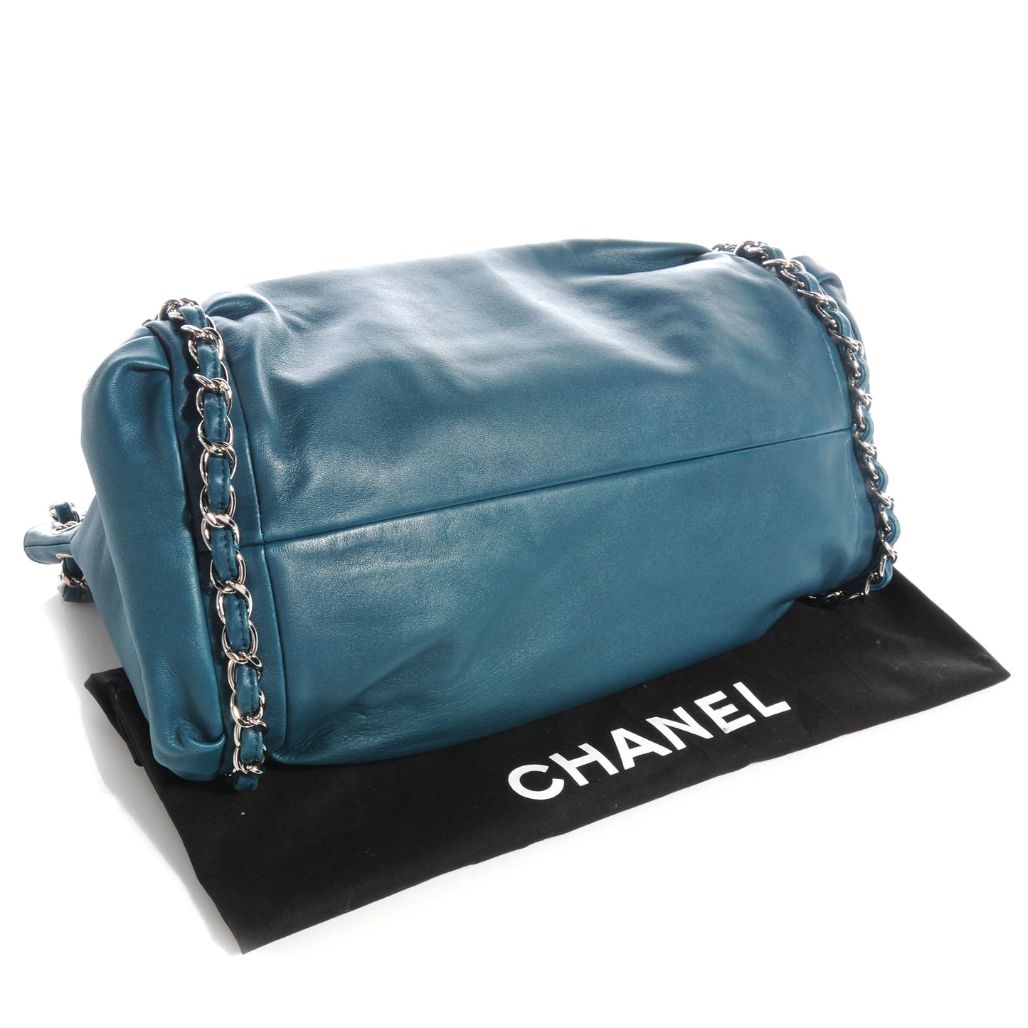 Lambskin Large Sharpei Shoulder Bag Turquoise