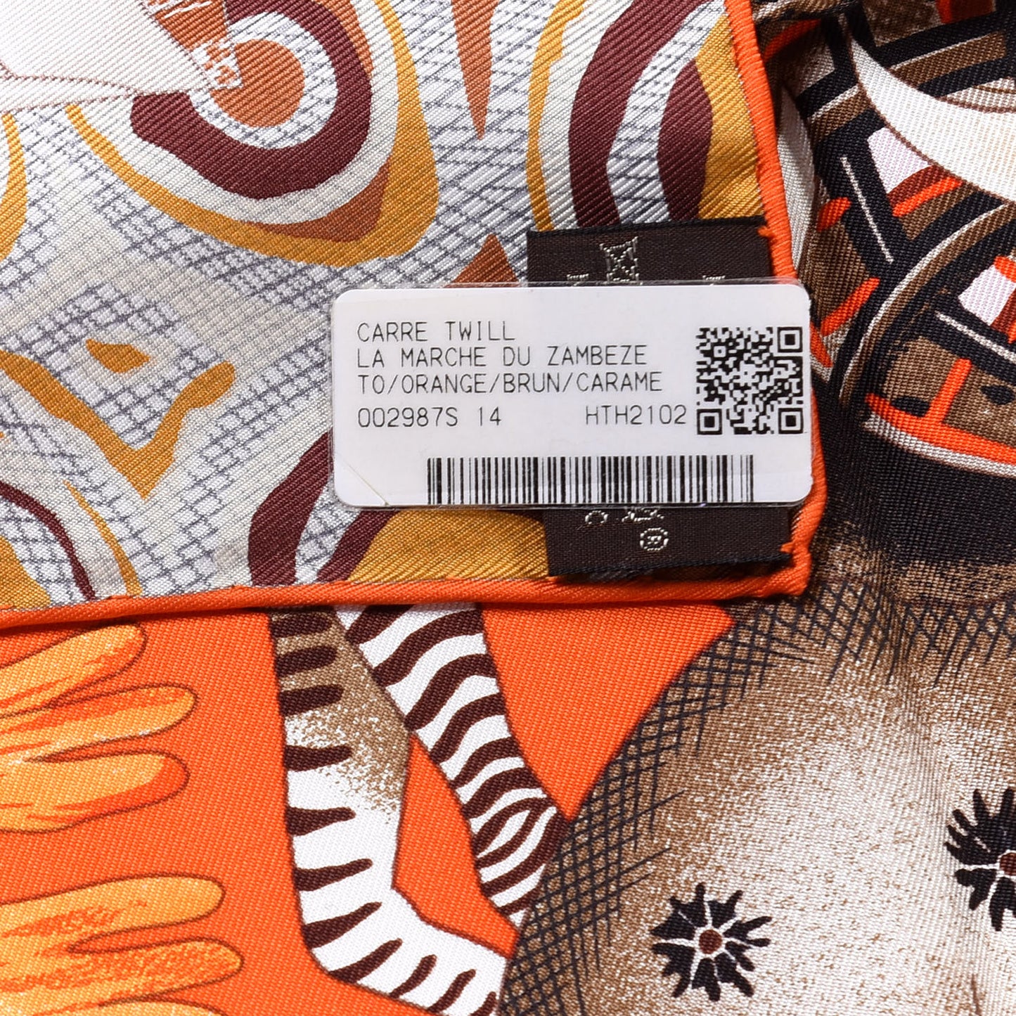 Silk La Marche Du Zambeze Scarf 90 Orange Brun Caramel
