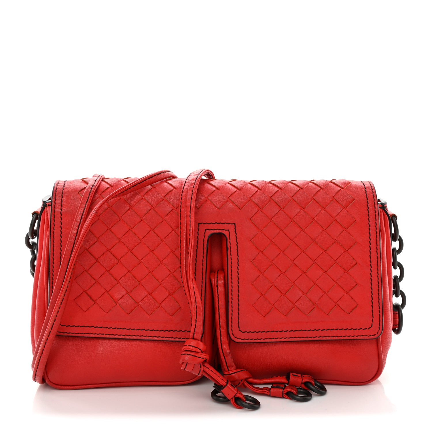 Bottega Veneta Nappa Intrecciato Small Double Pocket Flap Red 1 of 10