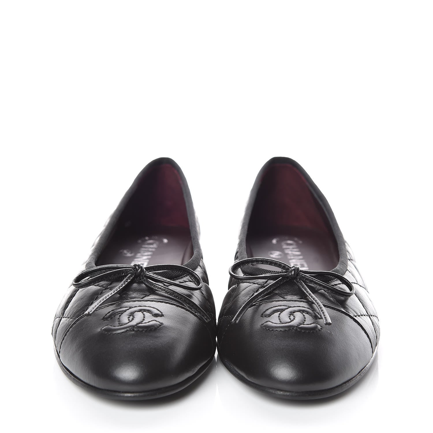 Chanel Aged Calfskin Quilted Cap Toe Ballerina Flats 39 Black 2 of 8