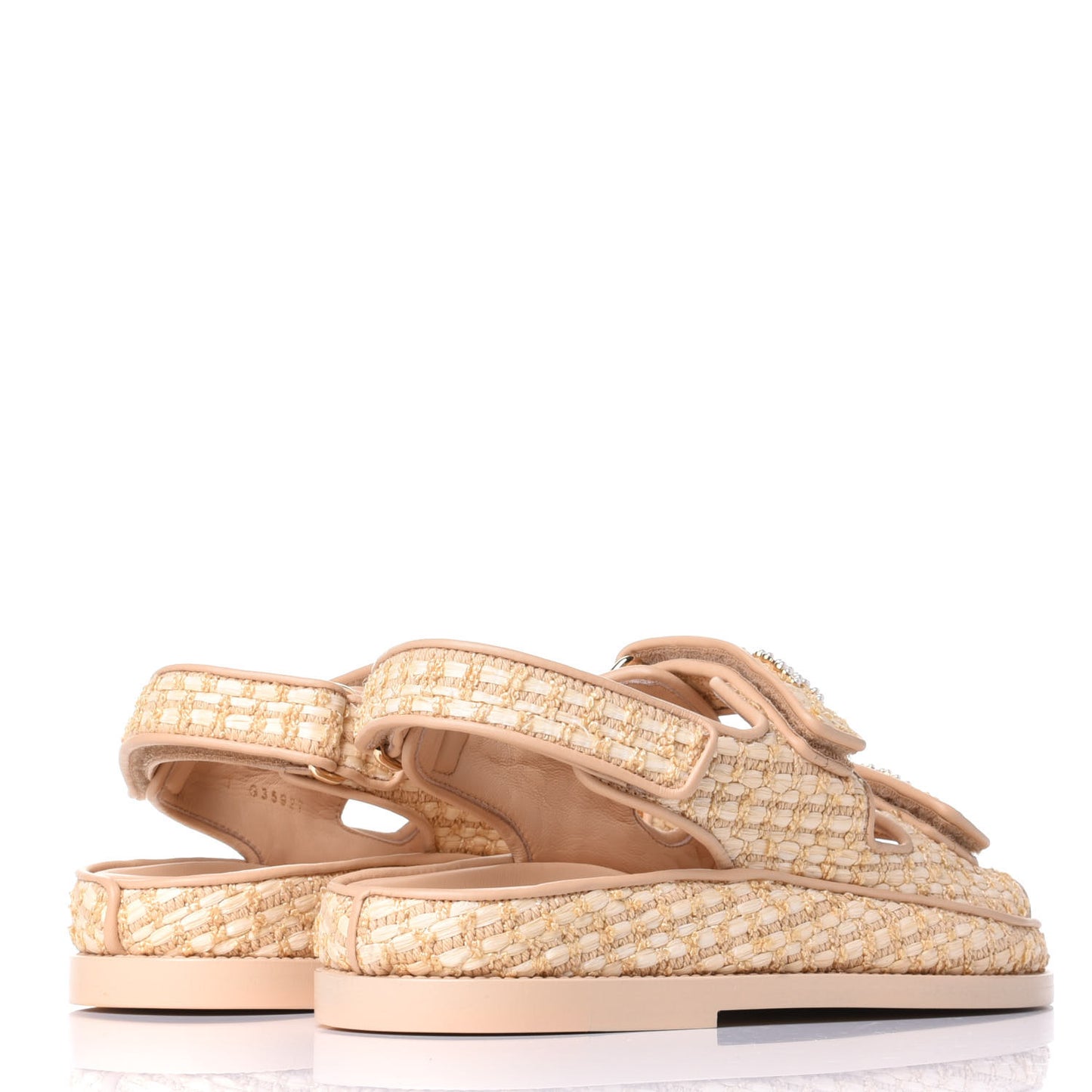 Braided Fabric Velcro Dad Sandals 35 Beige