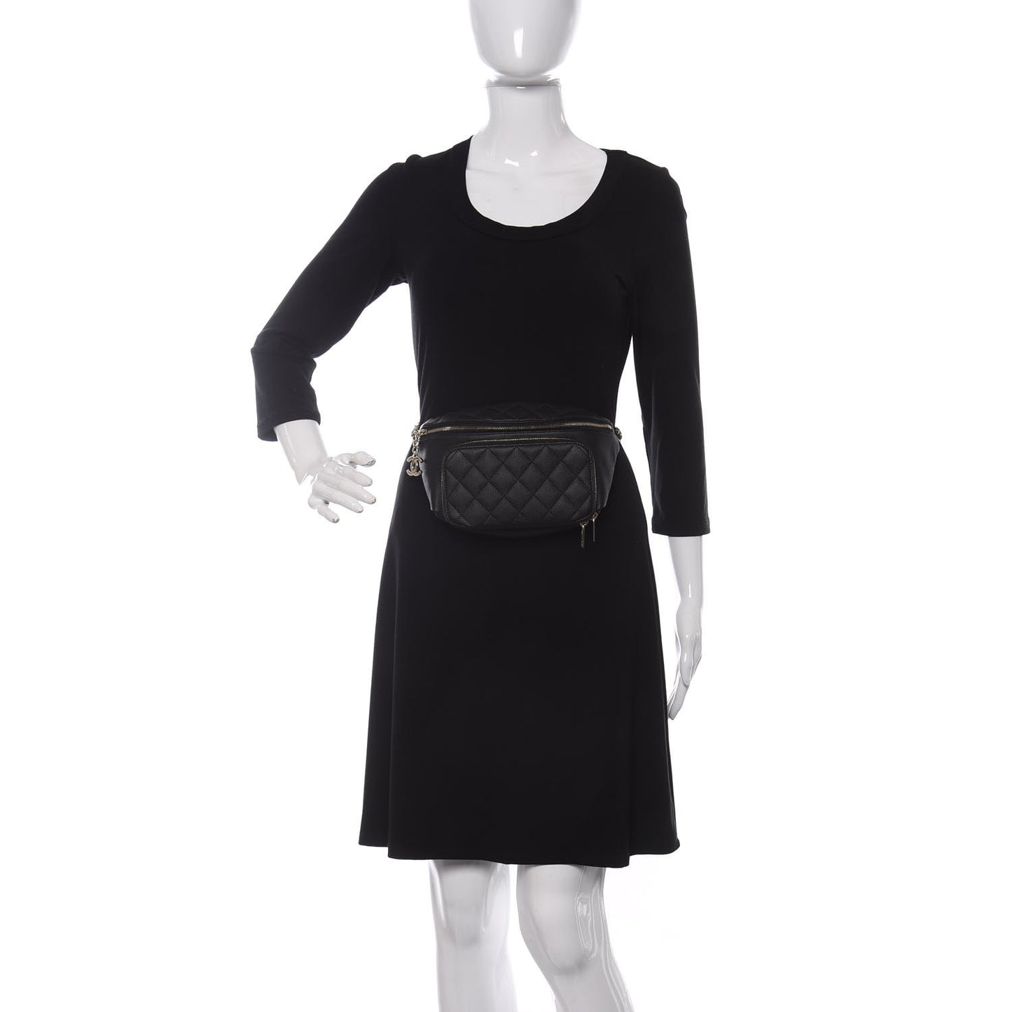 Caviar Quilted Business Affinity Waist Belt Bag Black
