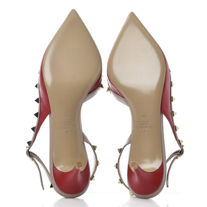 Valentino Garavani Calfskin Nappa Rockstud Half D'Orsay Slingback 50mm Pumps 38 Rosso Valentino Poudre 6 of 11