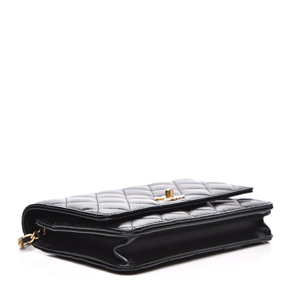 Chanel Lambskin Quilted CC Pearl Crush Wallet on Chain WOC Black 4 of 14