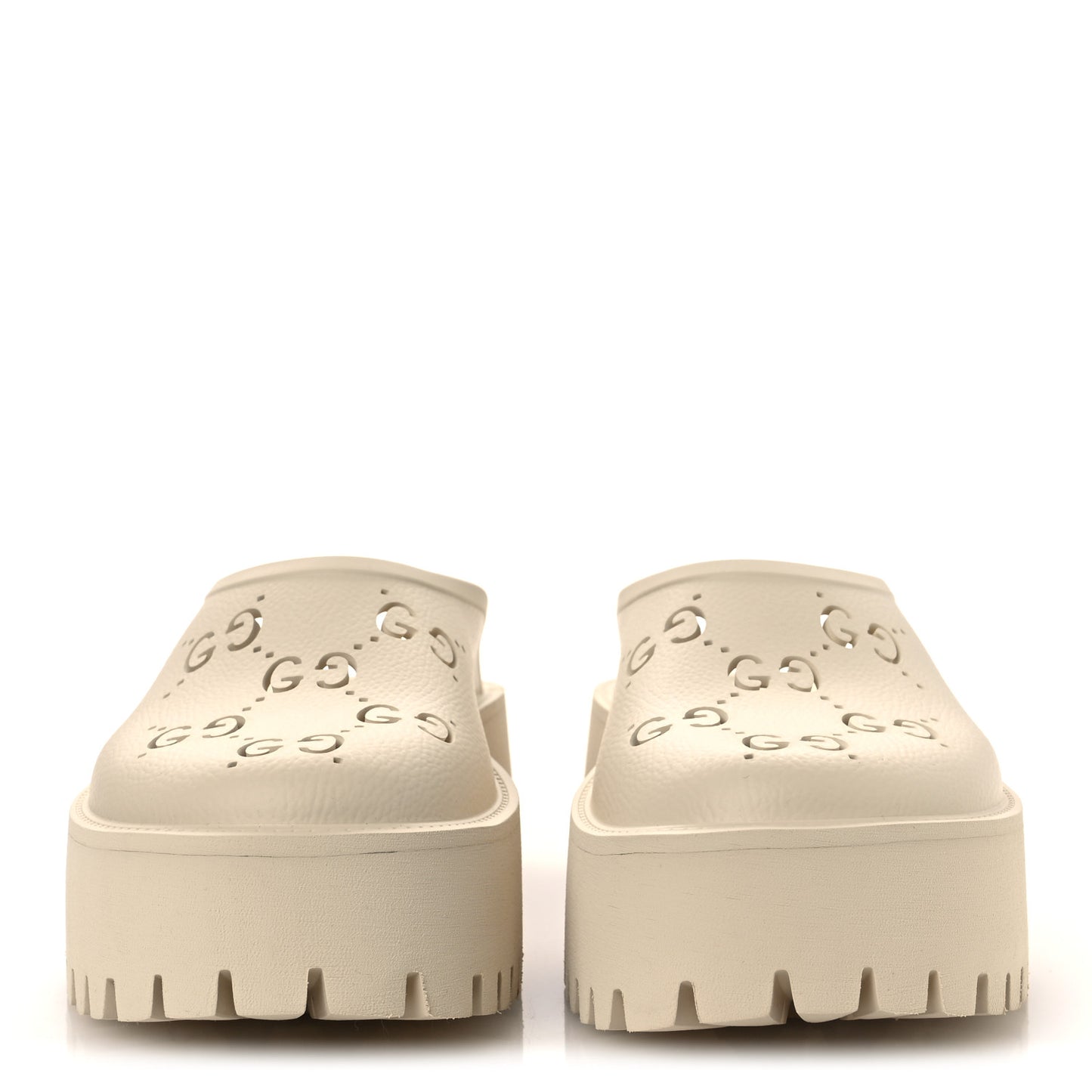 Rubber Monogram GG Go Through Platform Slide Clogs 40 Mystic White