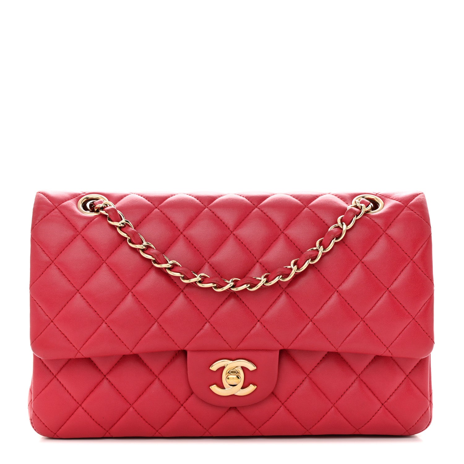 Chanel Lambskin Quilted Medium Double Flap Dark Pink 1 of 13