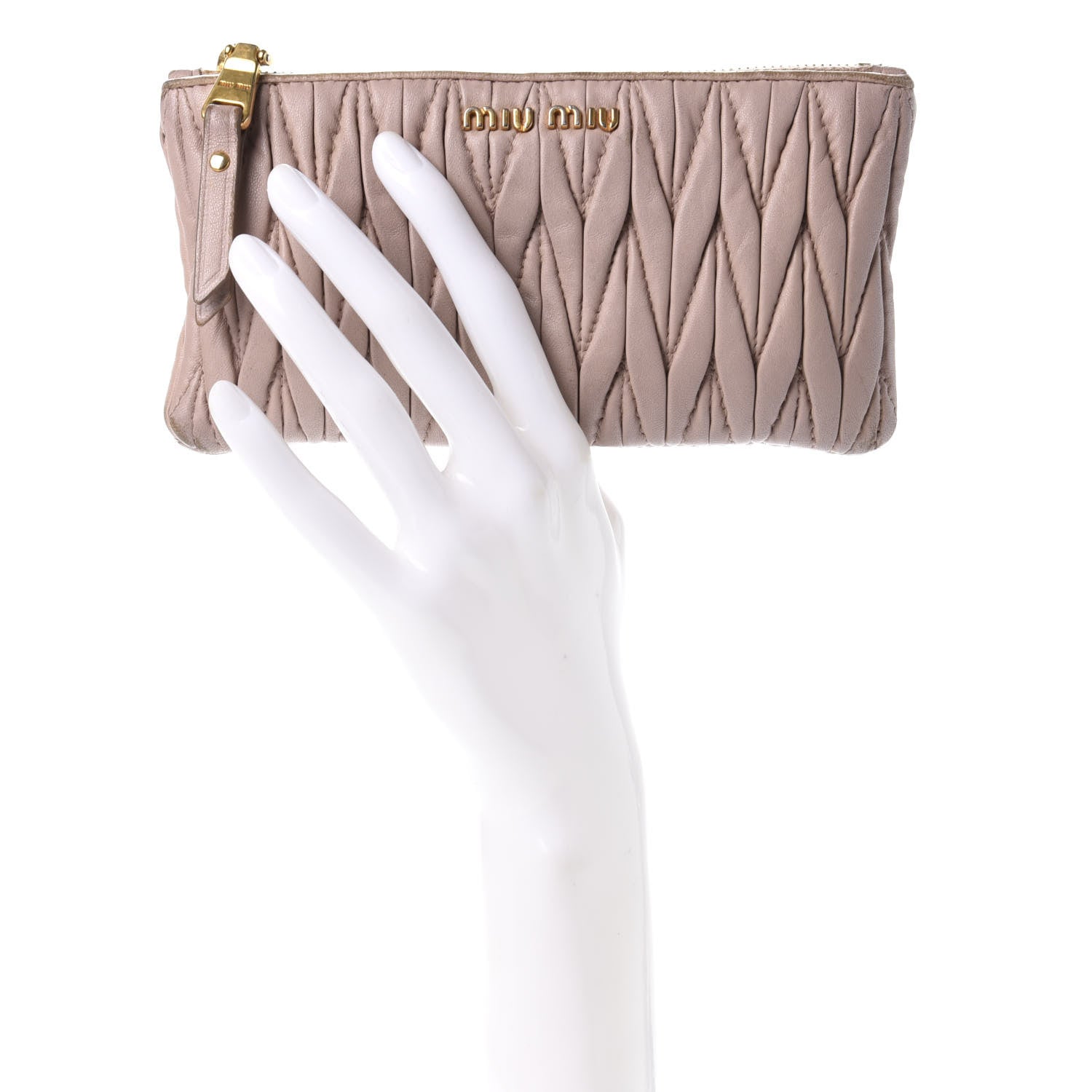 Miu Miu Nappa Matelasse Pouch Cammeo 2 of 13