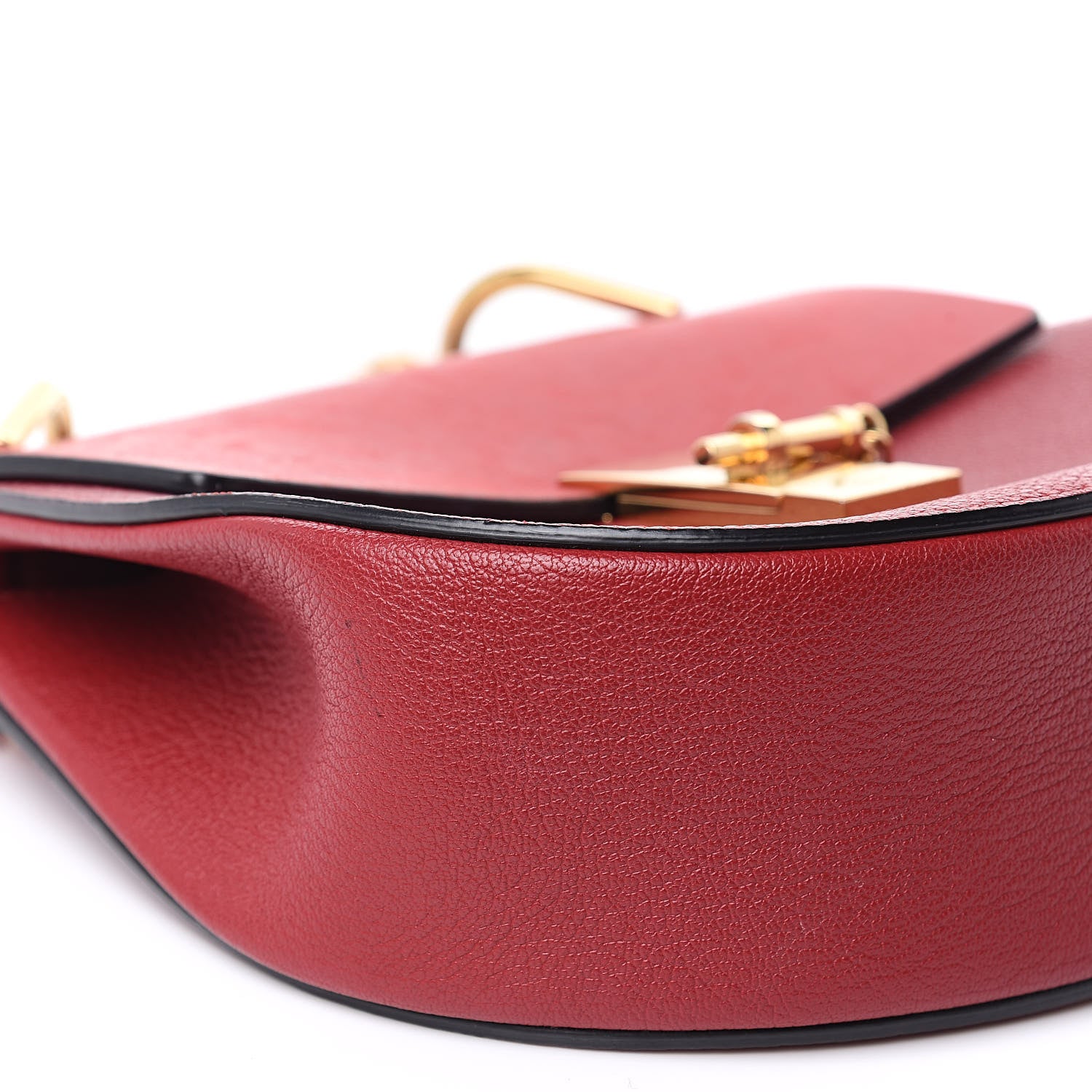 Chloe Grained Calfskin Lambskin Drew Shoulder Bag Red 7 of 16