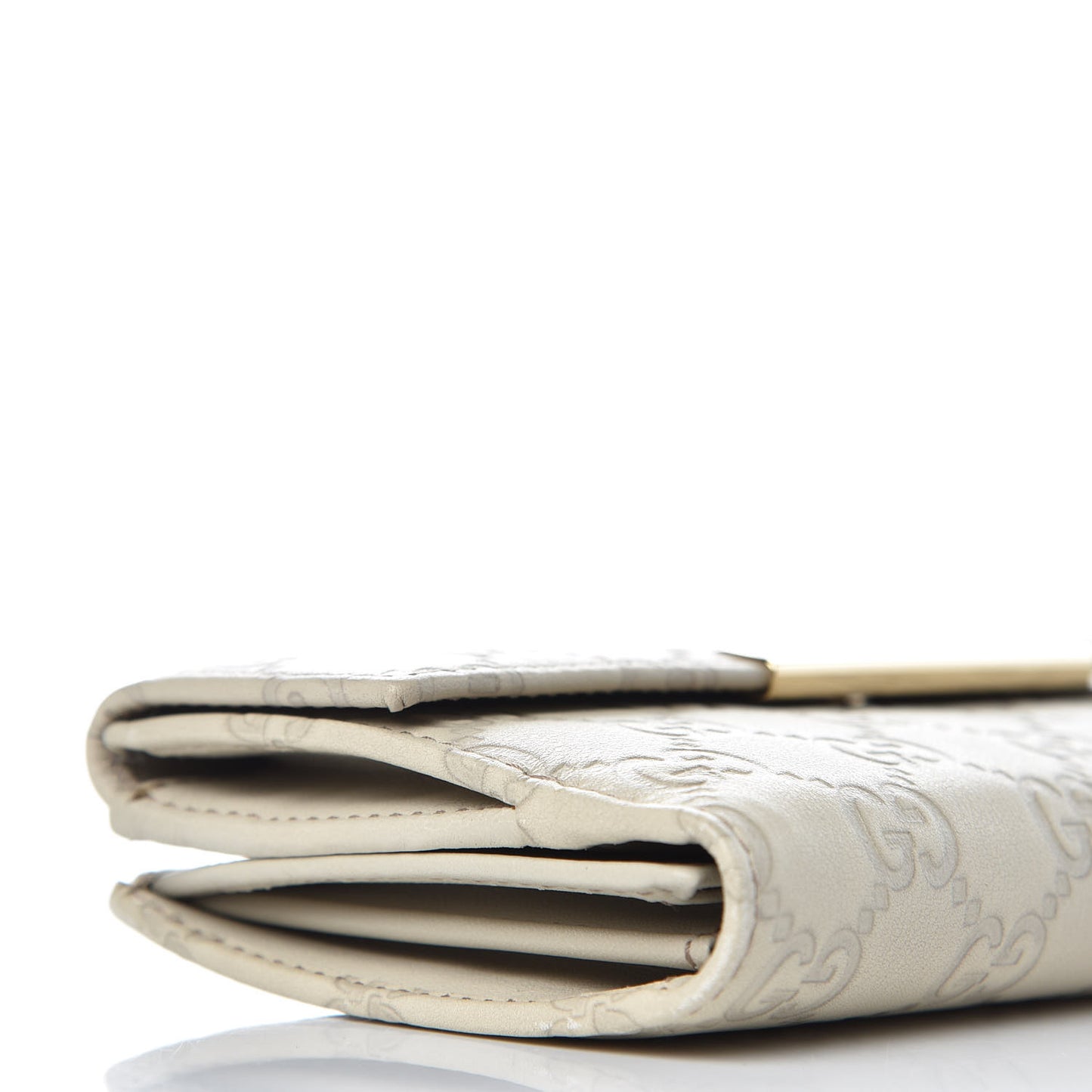 Guccissima Margaux Calfskin Metal Bar Continental Flap Wallet Mystic White