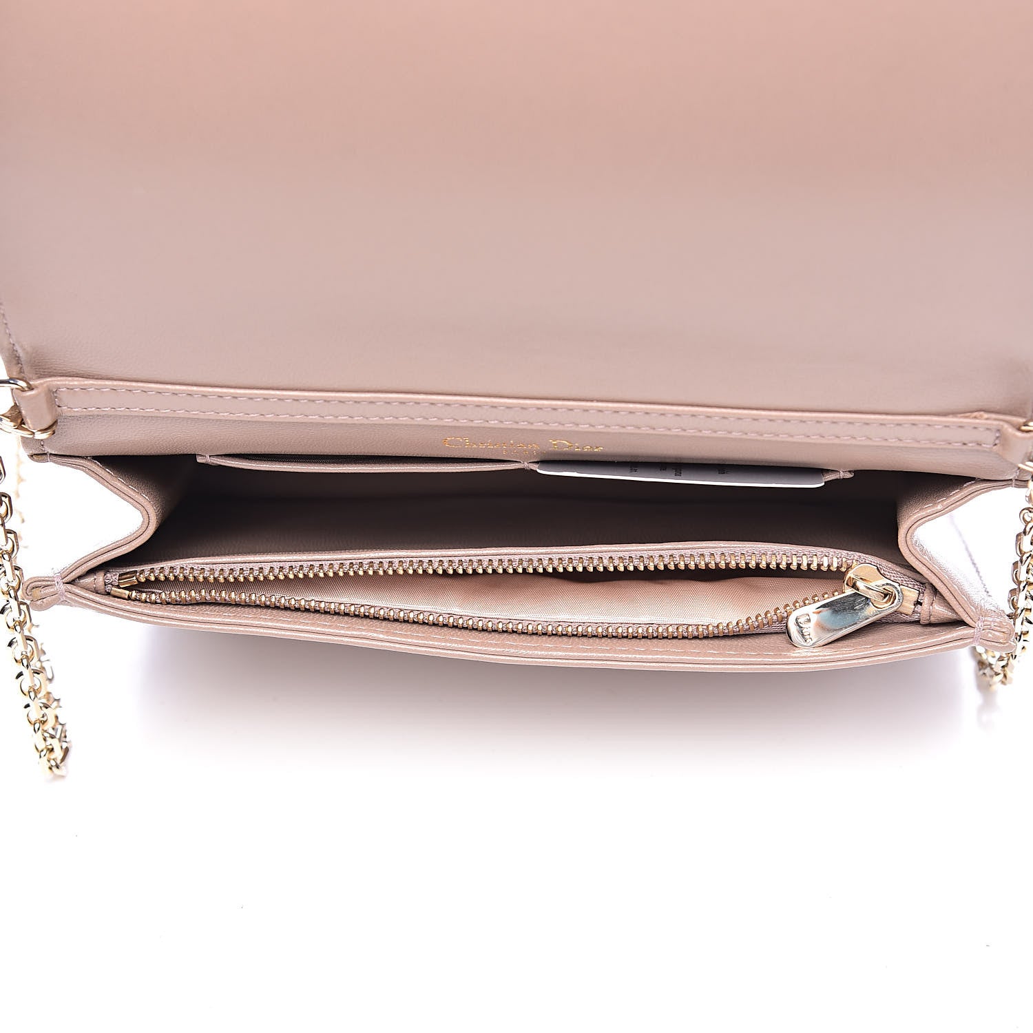 Christian Dior Lambskin Cannage Lady Dior Chain Wallet Dark Beige 5 of 11