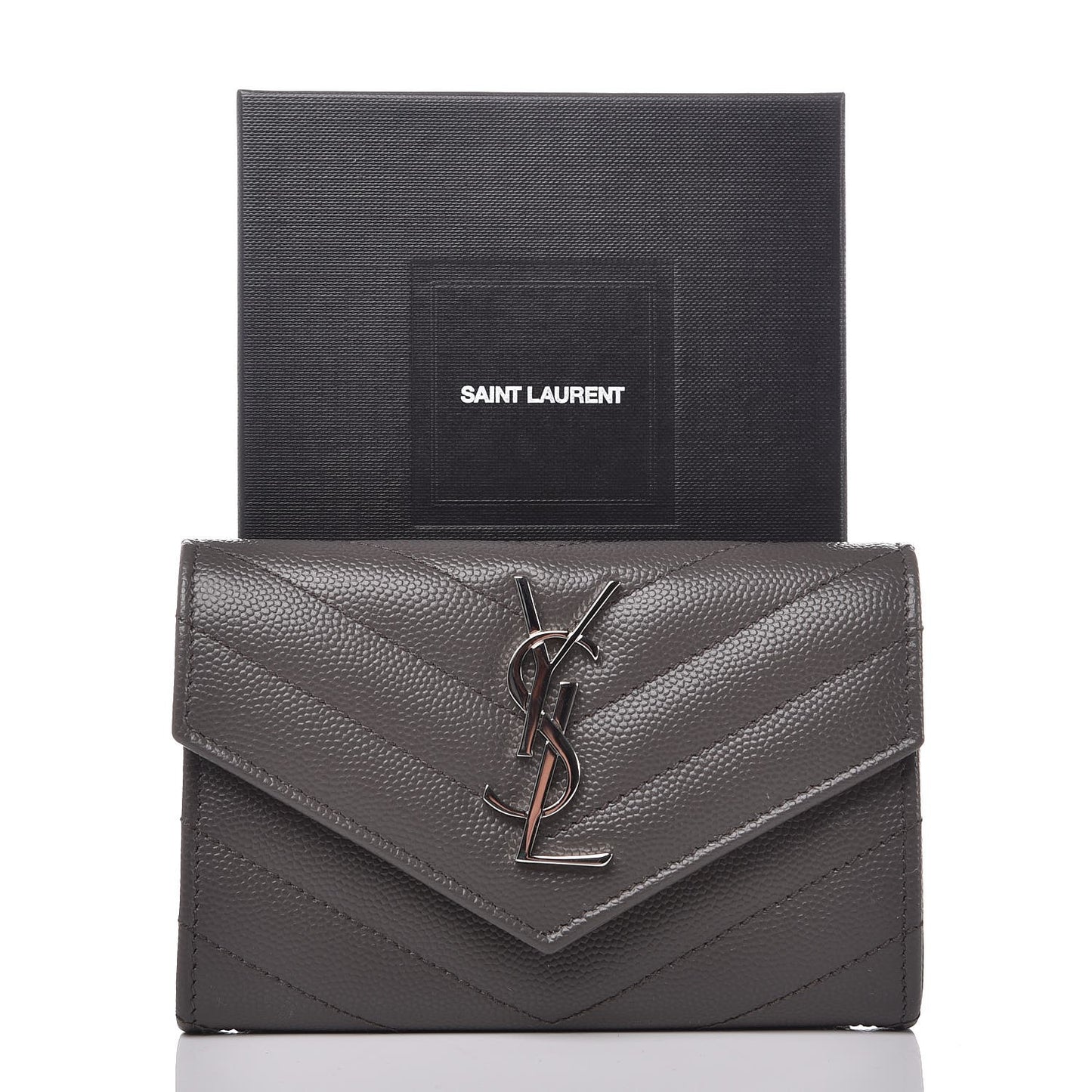 Grain De Poudre Matelasse Chevron Small Monogram Envelope Wallet Earth