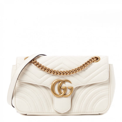 Gucci Calfskin Matelasse Small GG Marmont Shoulder Bag White 1 of 11
