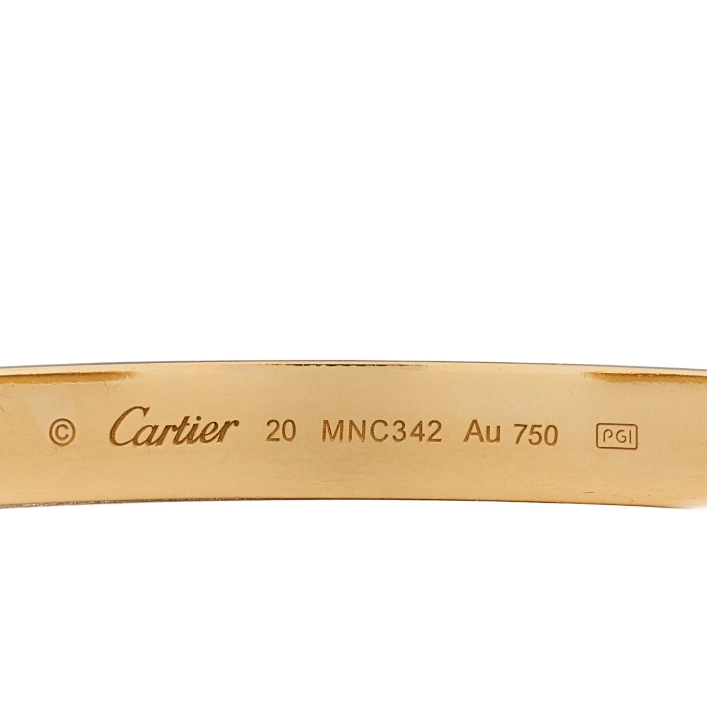 18K Yellow Gold LOVE Cuff Bracelet 20