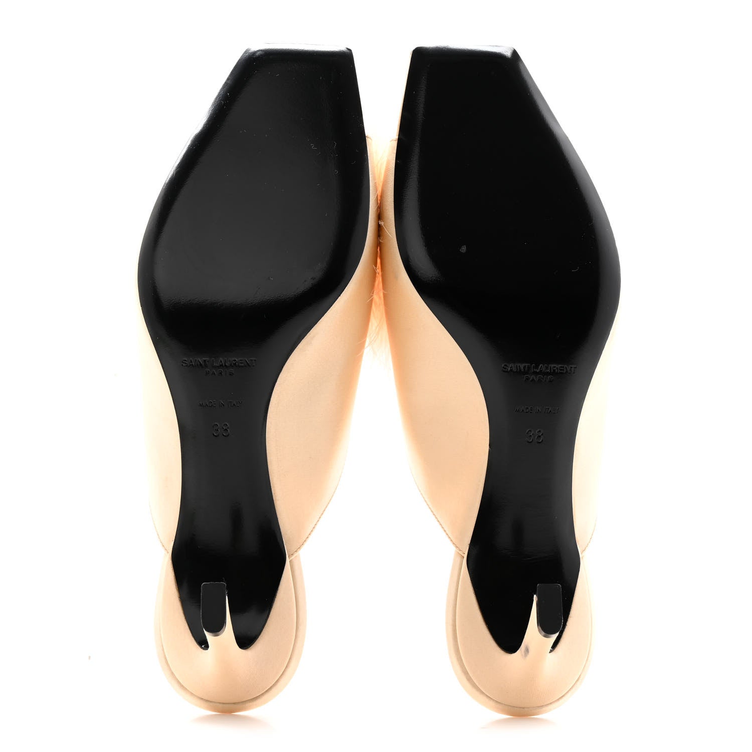 Saint Laurent Satin Feather Mae Mule Sandals 38 Soft Nude 5 of 13