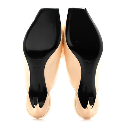 Saint Laurent Satin Feather Mae Mule Sandals 38 Soft Nude 5 of 13