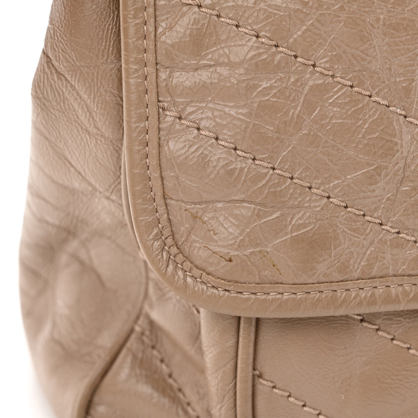 Crinkled Calfskin Matelasse Monogram Large Niki Chain Satchel Light Taupe