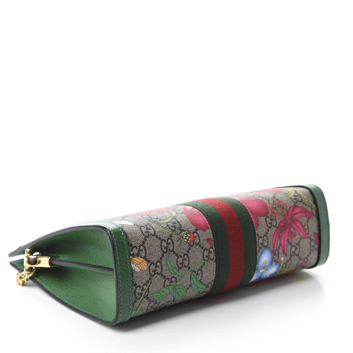 Gucci GG Supreme Monogram Flora Web Small Ophidia Chain Shoulder Bag Green 4 of 11