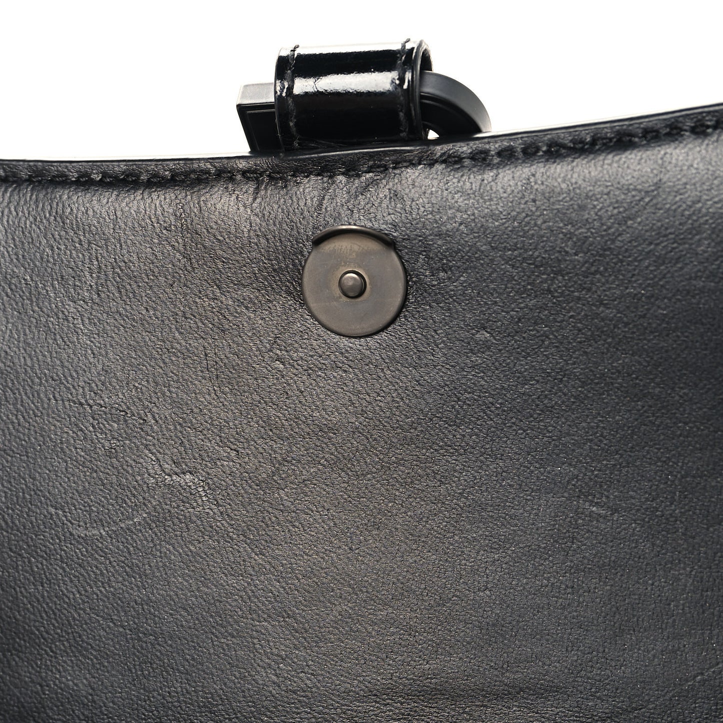 Shiny Calfskin Monochrome Crocodile Embossed Small Hourglass Top Handle Bag Black