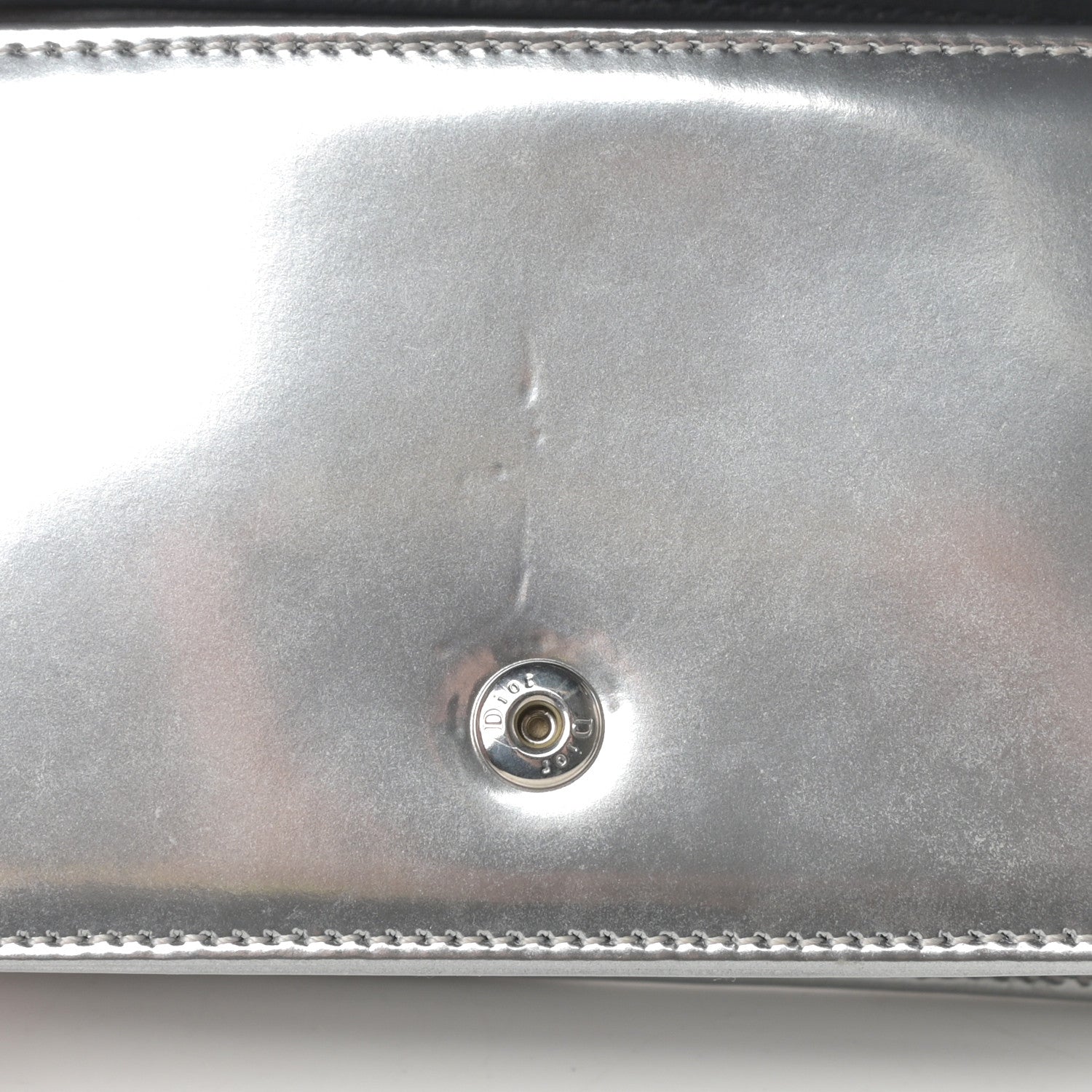 Christian Dior Metallic Patent Micro-Cannage Baby Diorama Flap Bag Silver 11 of 12