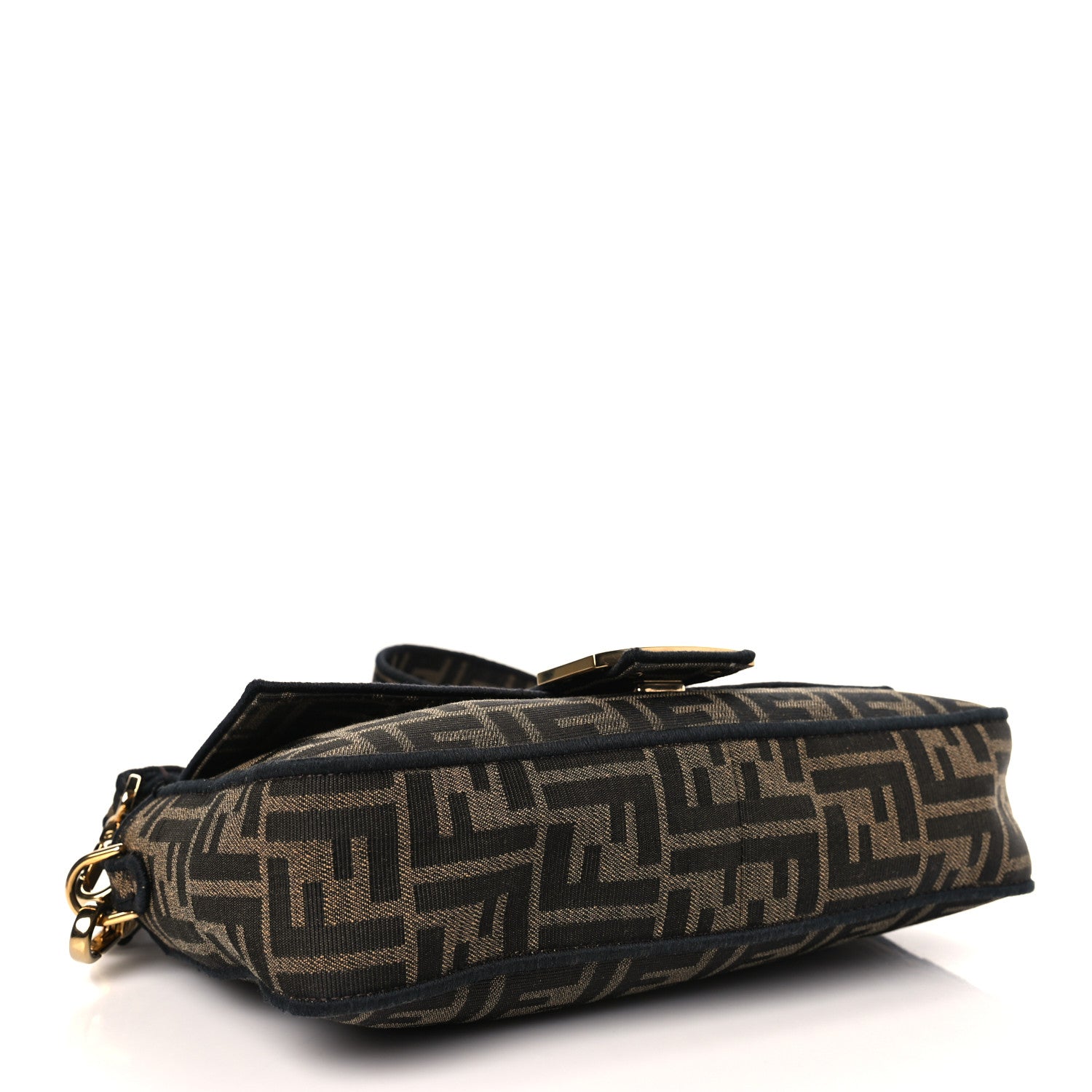 Fendi Fabric Jacquard FF 1974 Medium Baguette Tobacco Moro Black 4 of 9