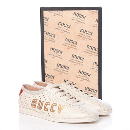 Gucci X SEGA Calfskin GUCCY Stars Womens Falacer Sneakers 41 White 9 of 9