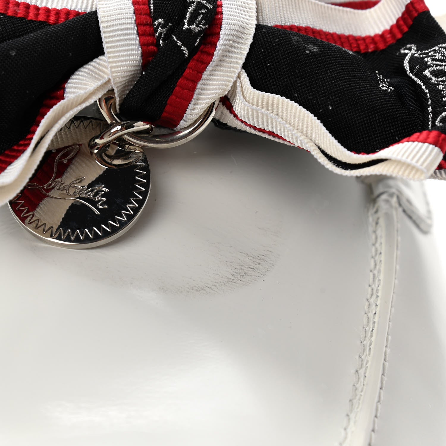 Christian Louboutin Calfskin Womens Ferry Paquet Bow Sneaker Boat Flats 37.5 White 9 of 10