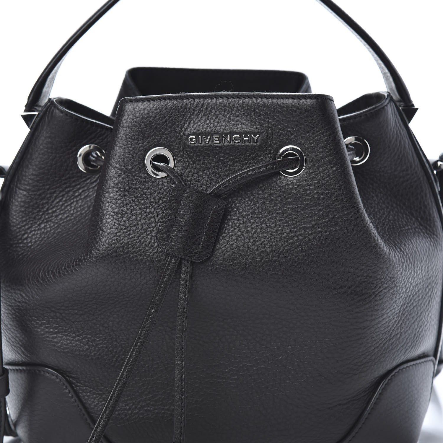 Givenchy Calfskin Small Lucrezia Drawstring Bucket Bag Black 8 of 11