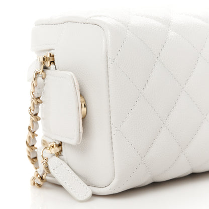 Chanel Caviar Quilted Toiletry Case With Chain Light Grey 10 of 12