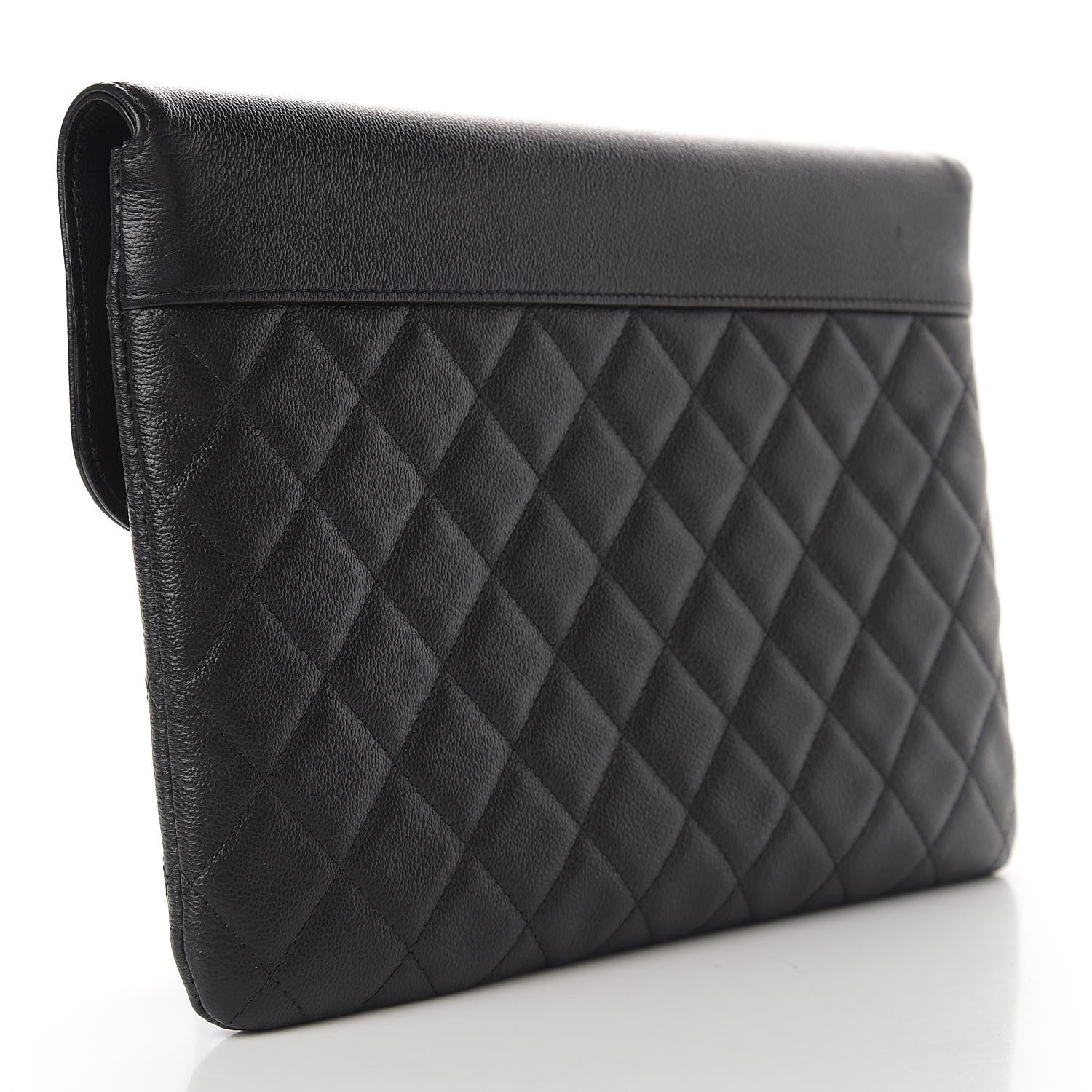 Chanel Grained Calfskin Quilted CC Box Pouch Black 3 of 12
