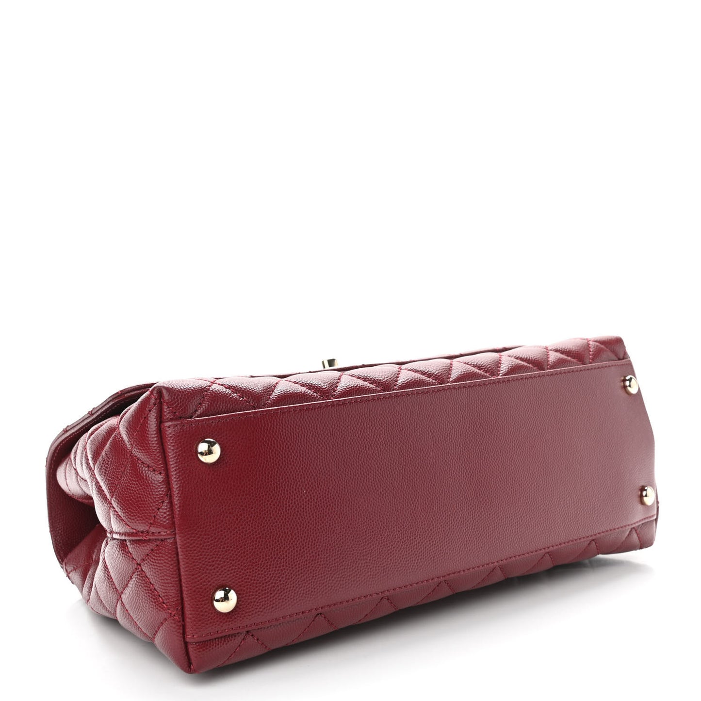 Caviar Lizard Embossed Quilted Small Coco Handle Flap Burgundy