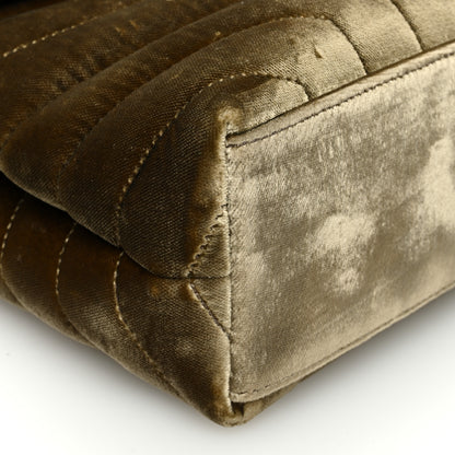 Saint Laurent Velvet Y Quilted Monogram Small Loulou Chain Satchel Dark Vintage Olive 8 of 10