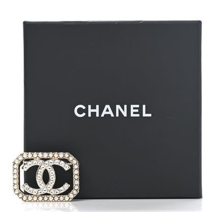 Chanel Pearl Crystal CC Brooch Gold 5 of 5