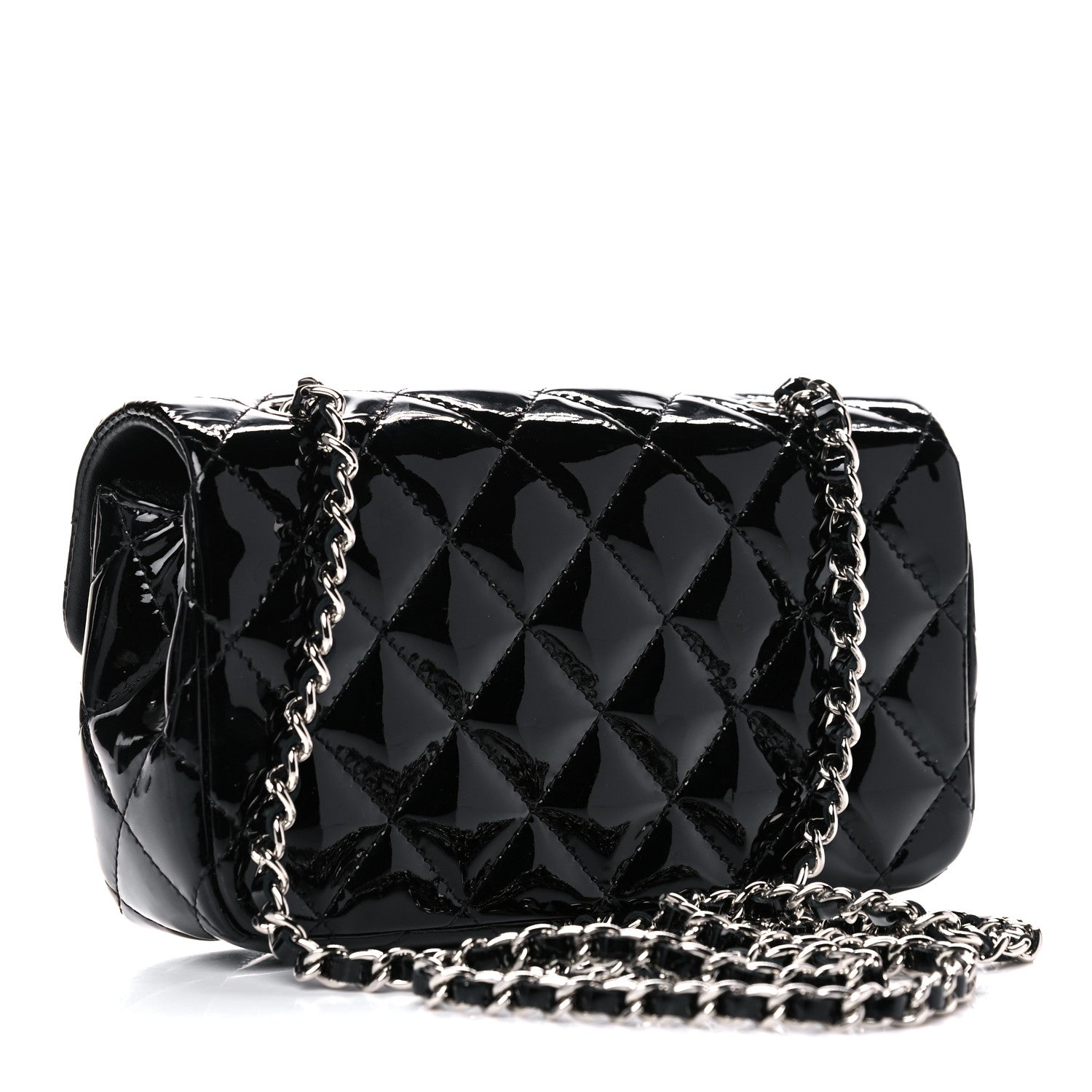 Chanel Patent Calfskin Quilted Extra Mini Rectangular Flap Black 3 of 13