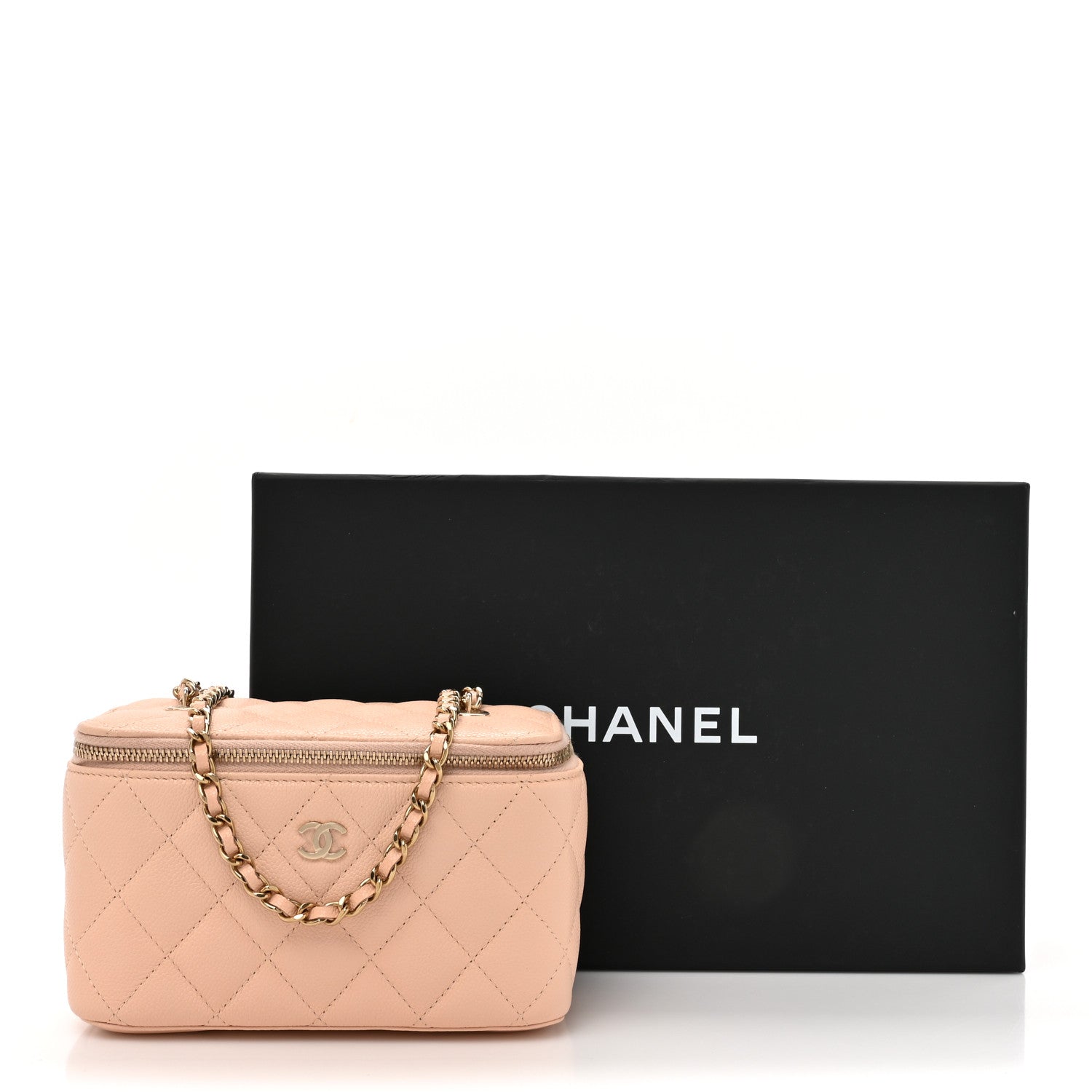 Chanel Caviar Quilted Small Vanity Case With Chain Light Beige 13 of 13