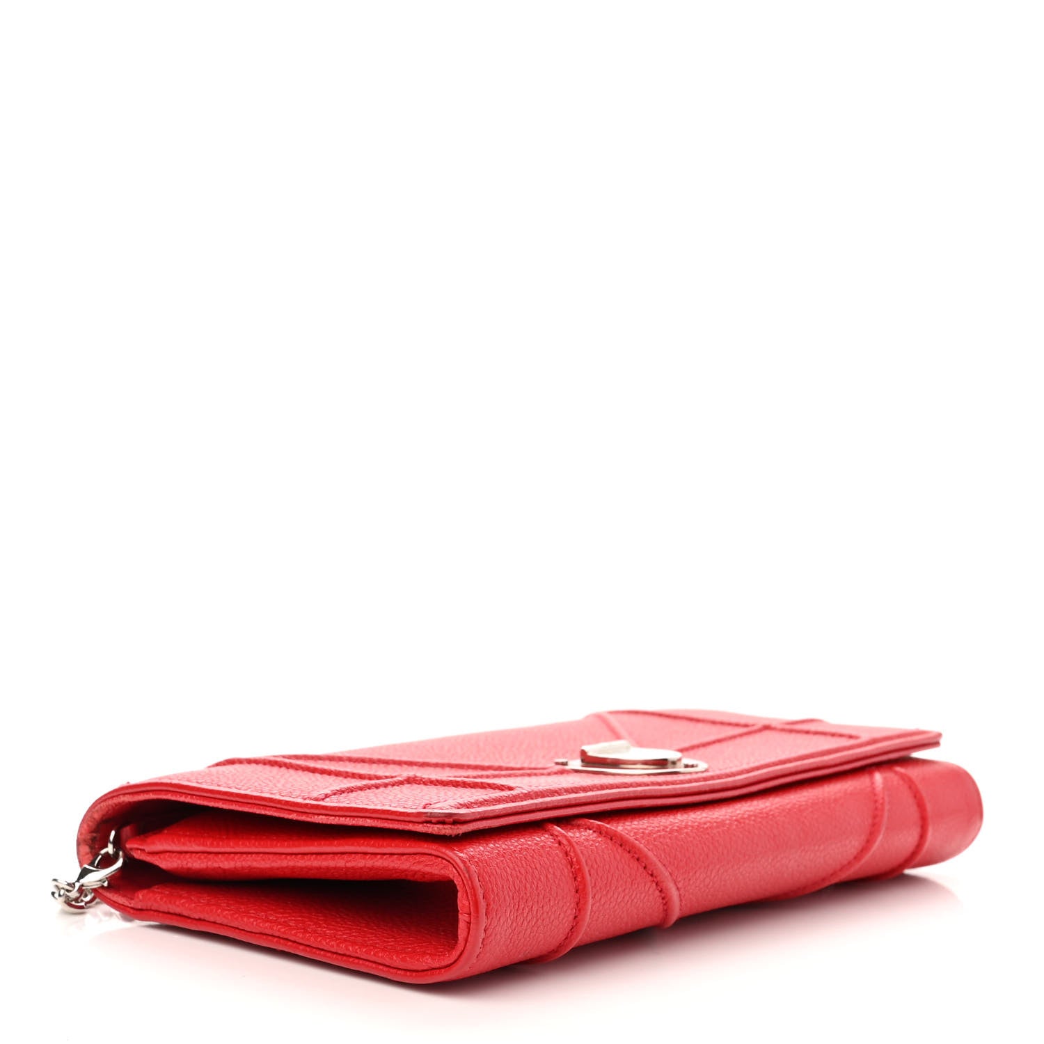 Christian Dior Grained Calfskin Diorama Croisiere Chain Wallet Red 4 of 14