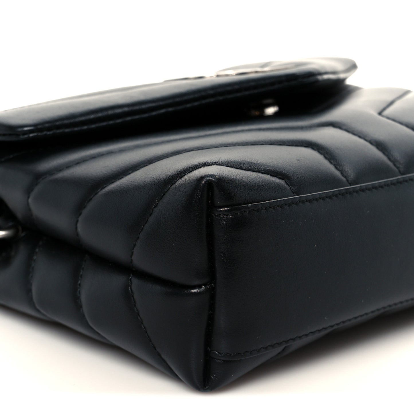 Calfskin Y Quilted Monogram Toy Loulou Crossbody Bag Black