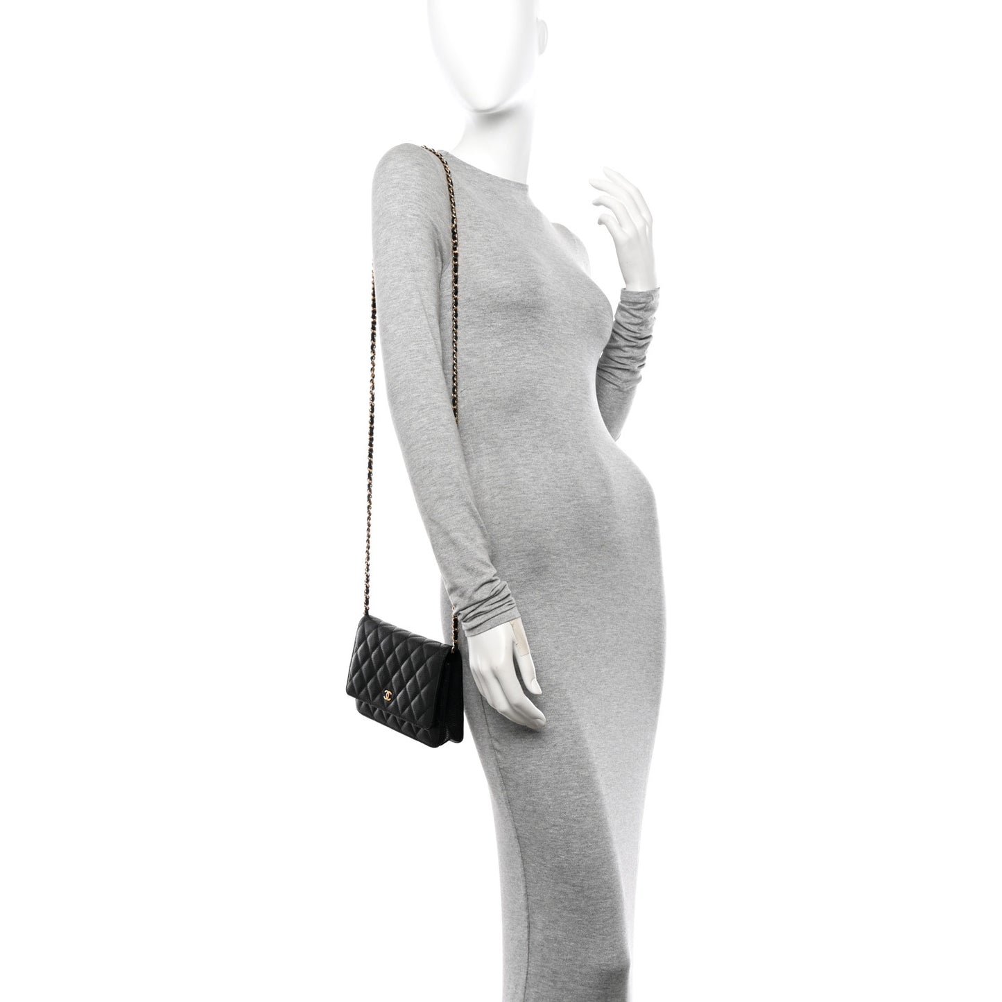 Caviar Quilted Wallet On Chain WOC Black