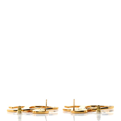 Chanel Metal Large Paris Button Clip On Earrings Gold 3 of 4