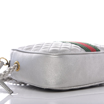 Gucci Laminated Nappa Web Trapuntata Mini GG Shoulder Bag Argento 7 of 10