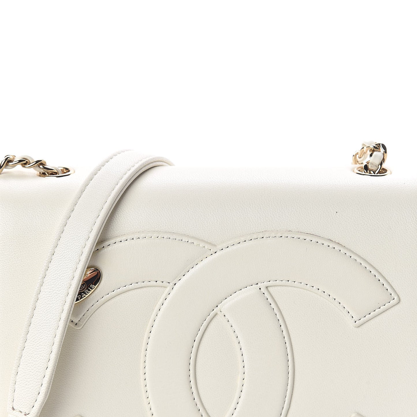 Lambskin CC Mania Flap Bag White