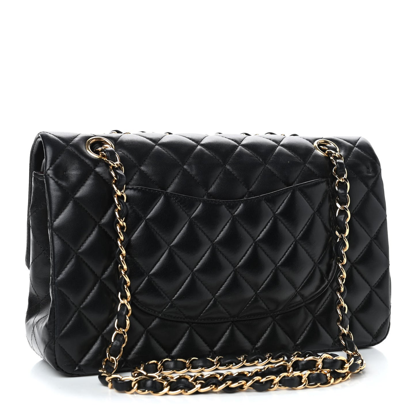 Lambskin Quilted Medium Double Flap Black