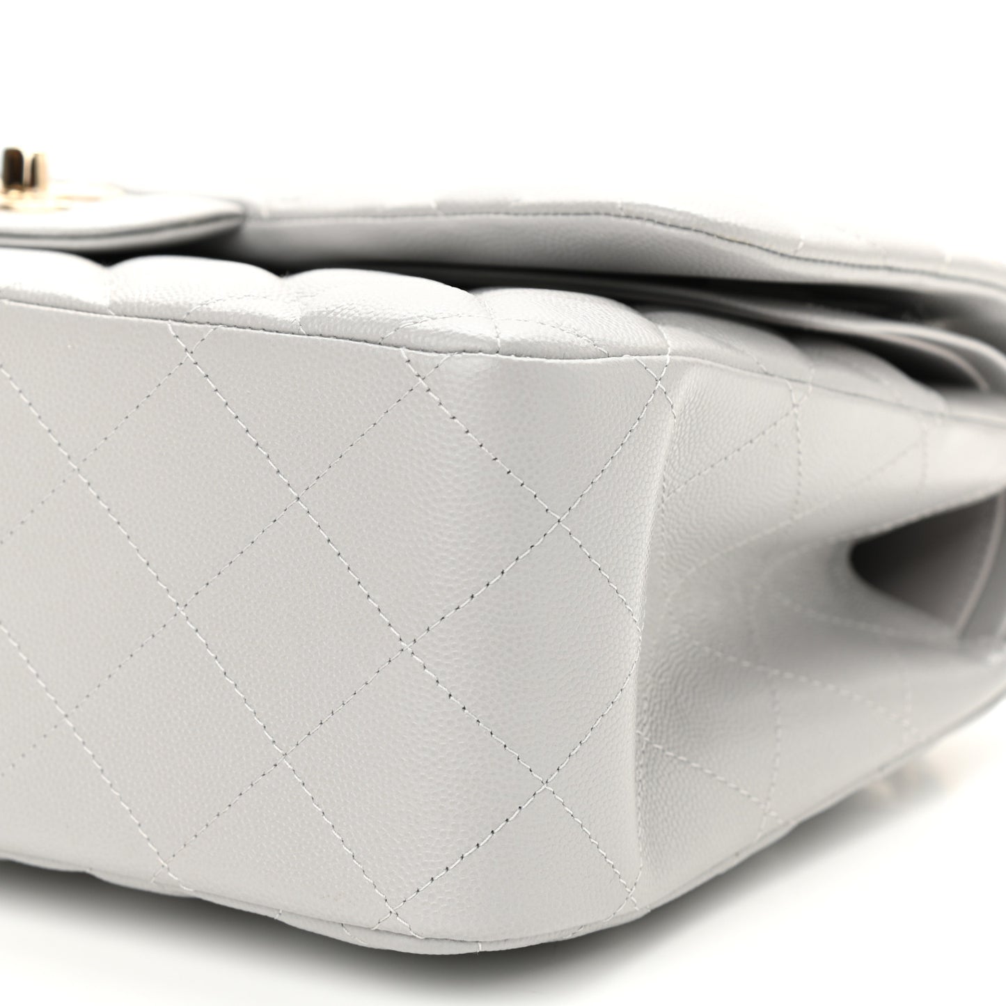 Caviar Quilted Jumbo Double Flap Grey