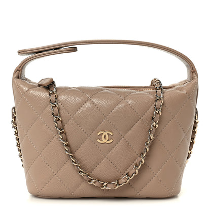 Chanel Caviar Quilted Hobo Clutch With Chain Dark Beige 1 of 11